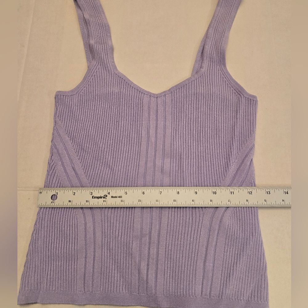White House Black Markey Lavender Ribbed Tank Top Size Small - Picture 9 of 11